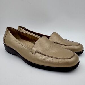 Easy Spirit Abide Women's Gold Metallic Leather Slip-On Loafer Comfort Flats| 7B